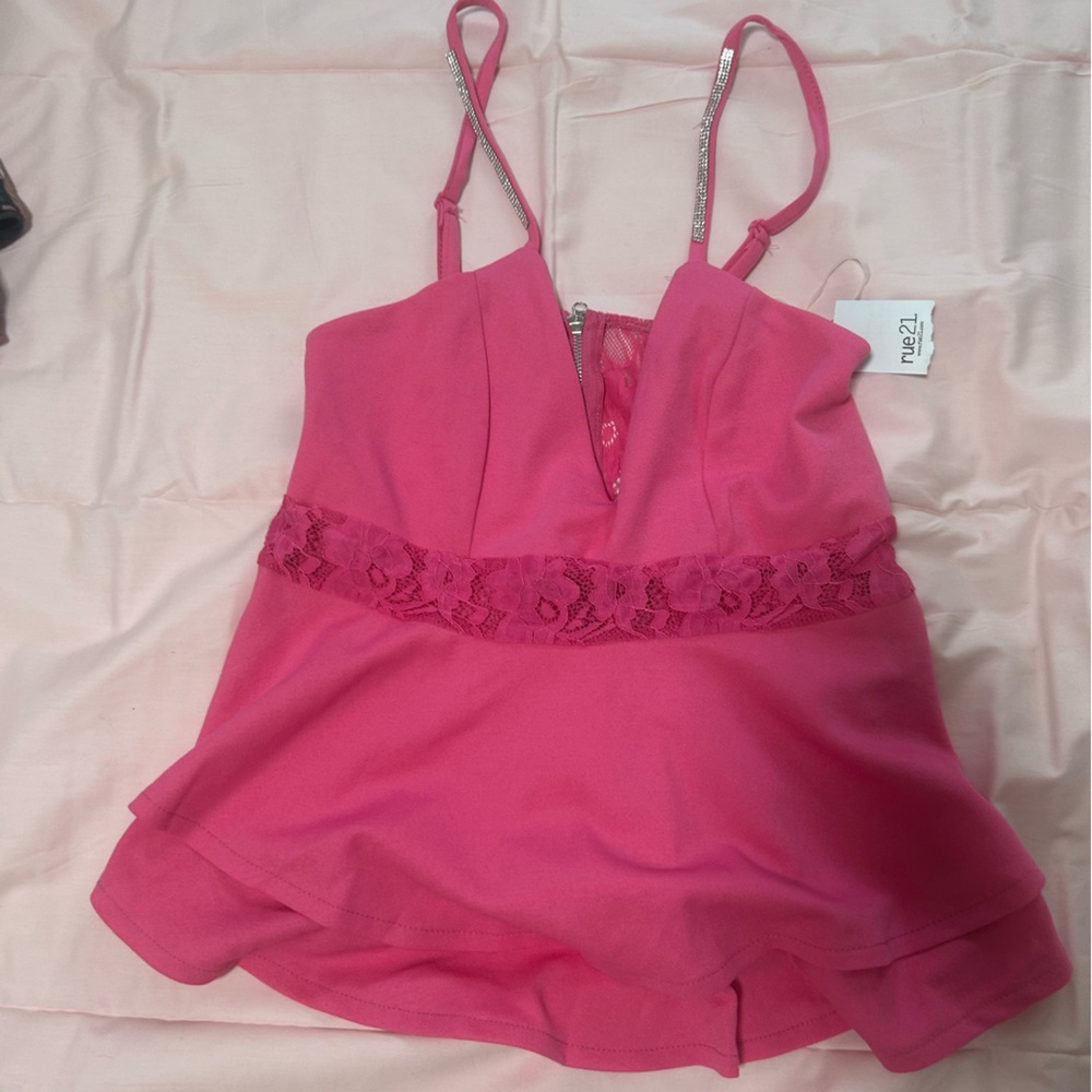 Fuchsia Lace Detail Camisole